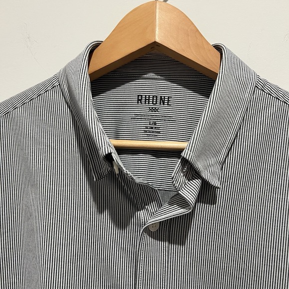 Rhone Italian Fabric Slim Fit Men's L Performance Stretch Striped Black & White - Picture 4 of 6